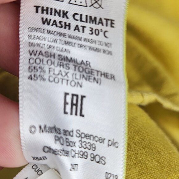 M&S Marks and Spencer linen blend summer top US sz 14 women yellow - Picture 7 of 12
